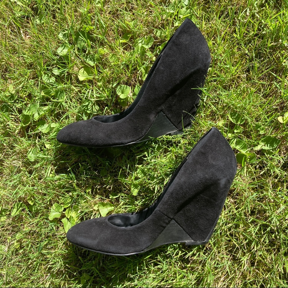 Aldo black suede wedges, size 39/8.5